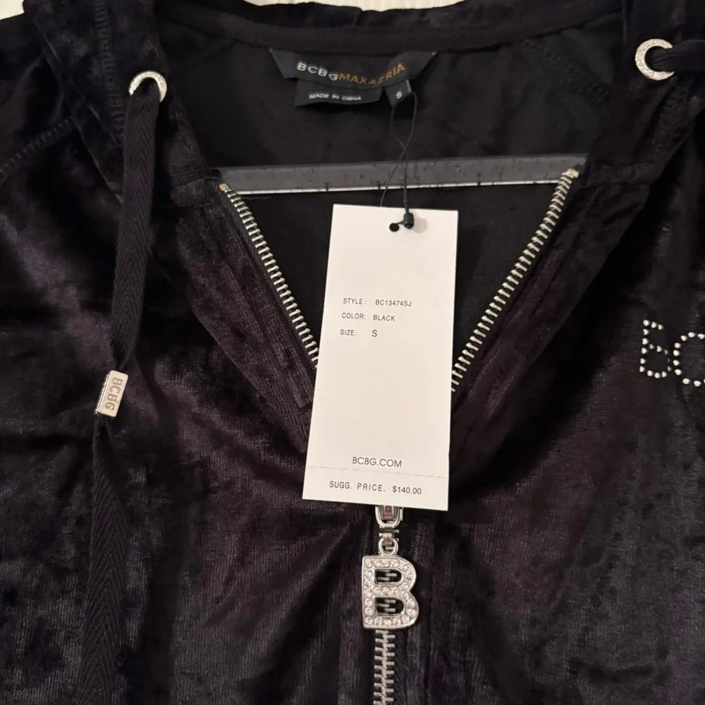 NWT BCBGMaxAzria Black Velour Tracksuit Butterfly Fairy - Picture 3 of 6